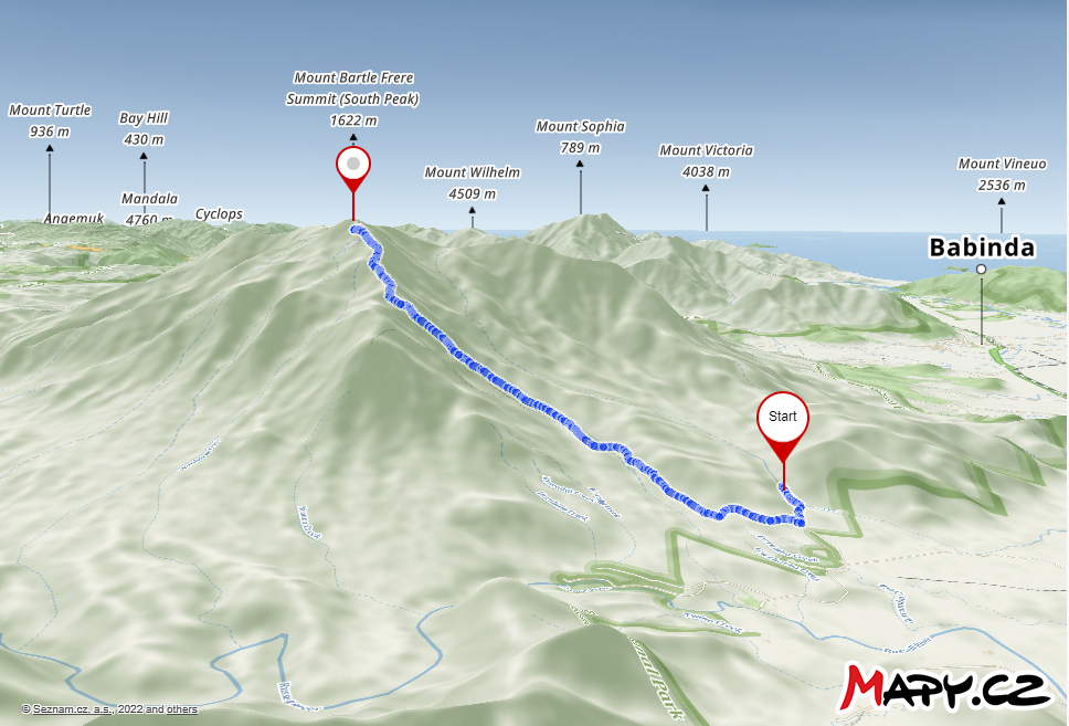 3D view of Mount Bartle Frere hike