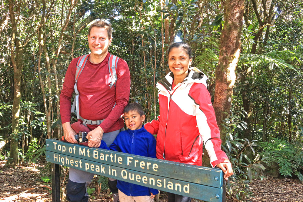 At the summit of Mount Bartle Frere.