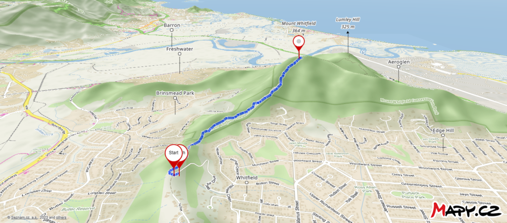 Green Arrow Cairns Walk Map – 3D View