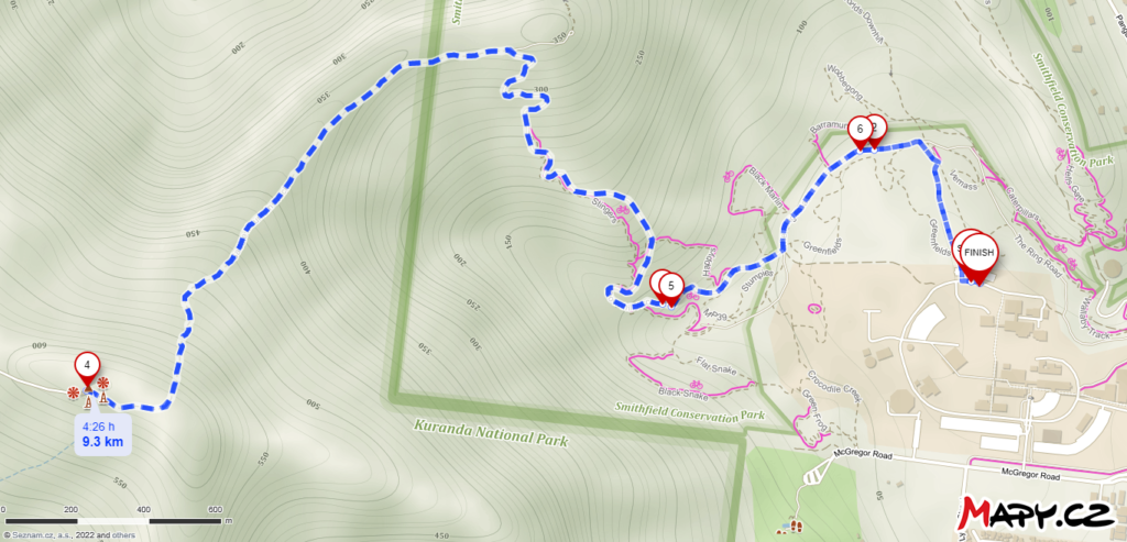 Map of Saddle Mountain hiking route.