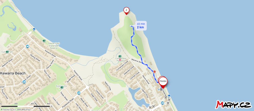 Walking route for Taylor Point Cairns.