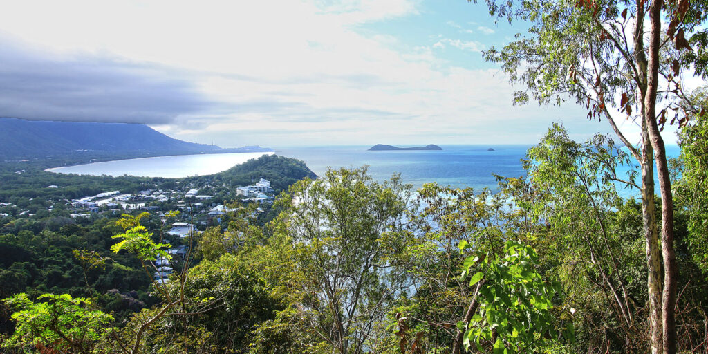 Lovely view from the top of Earl Hill summit track looking over Trinity Beach near Cairns.