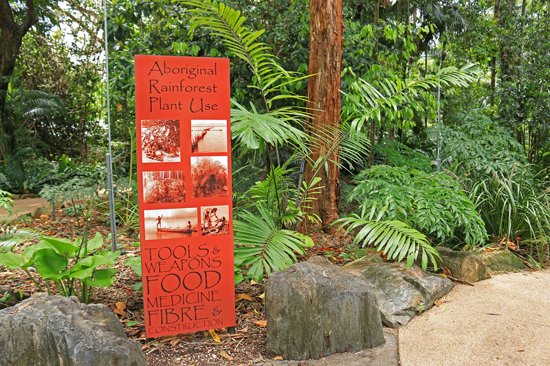 Cairns Botanic Garden - signage at the Aboriginal Plant Use Garden.